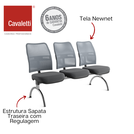 Cavaletti newnet - Longarina Executiva / Suporte do encosto L2048 fixo / Sapata traseira com regulagem